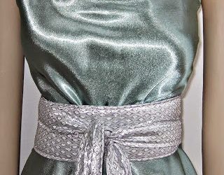 Slip Top with Vintage Coin necklace and Silver Lame OBI Belt