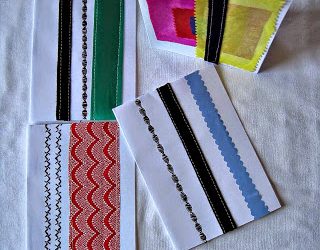 Greeting Cards from Fabric Scraps with Fancy Stitching
