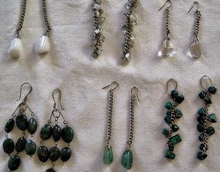 Drop Earrings from Semi Precious Stones and Chain
