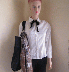 Black Ribbon Necktie and Scarf on Tote Bag