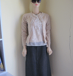 Longer Length Skirts and Metal Washer Necklace, Braided Cardigan