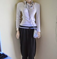 Harem Pants, Statement Necklace and Skinny Belt