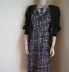 Vintage Dress with Cardi and Stone Necklace