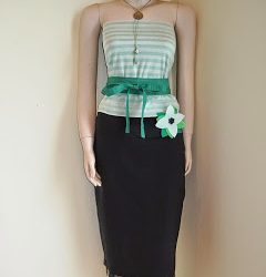 Net Underskirt, OBI Belt, Flower Brooch and Lariat Necklace.